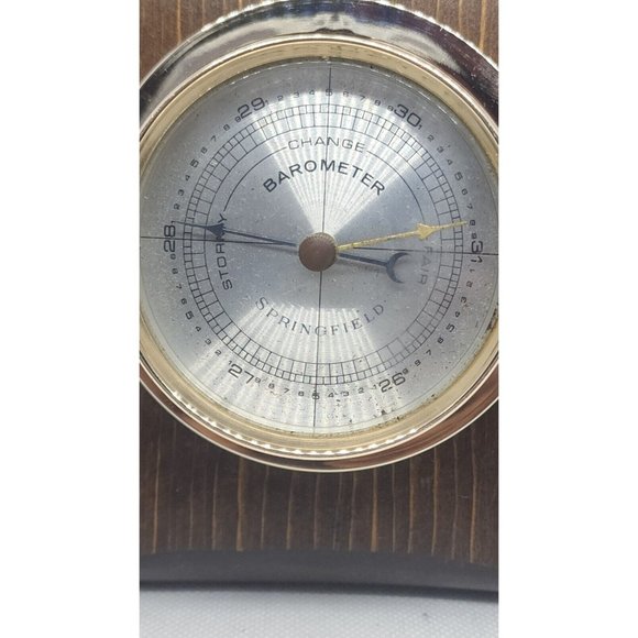 Vintage Springfield Instrument Co. Brass Eagle & Wood Barometer (Mid Century) - Picture 2 of 10